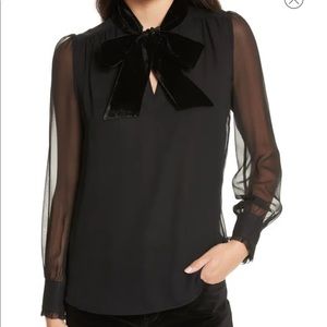 COPY - Kate Spade Velour Bow Neck Silk Chiffon To…
